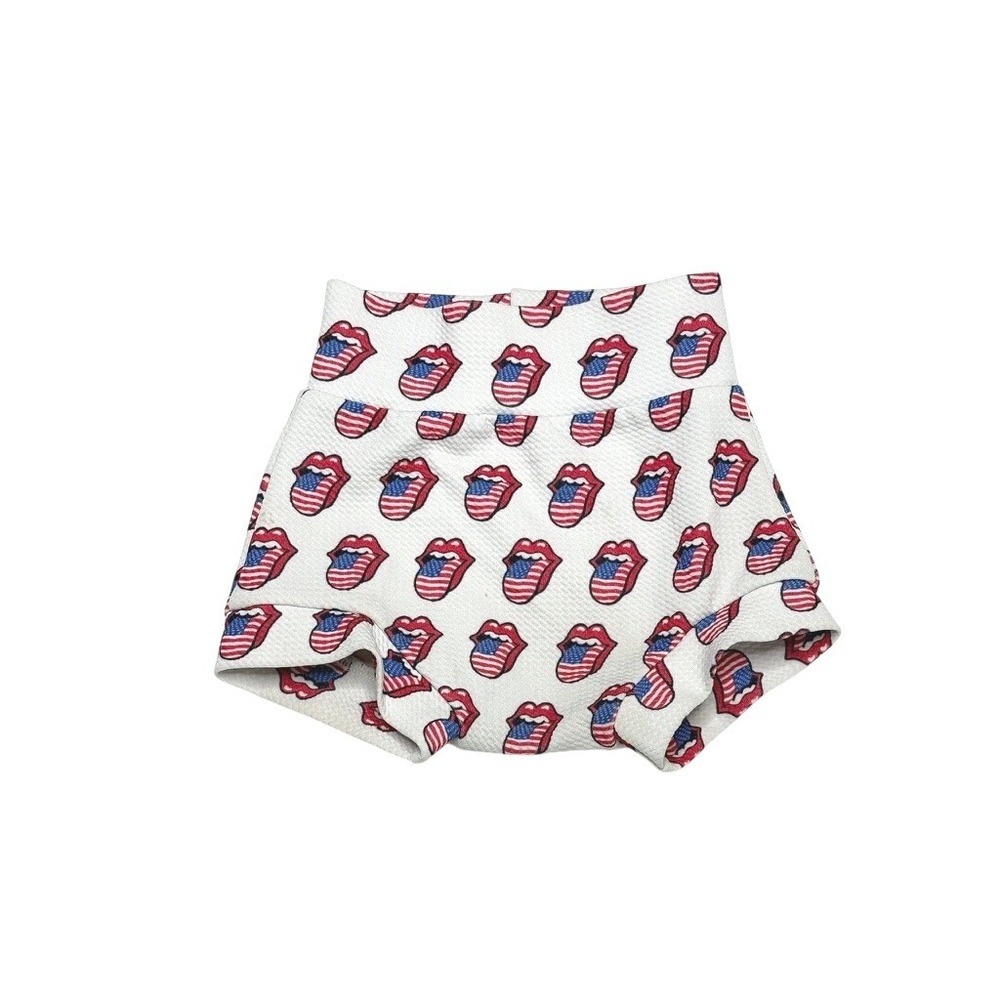 Handmade Rolling Stones American Flap Lips Tongue Shorty Shorts 18-24‎ Months